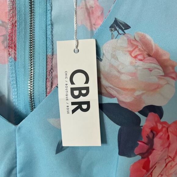 CBR BLUE FLORAL V-NECK WOMEN LONG SLEEVE SIZE SMALL BRAND NEW - Picture 4 of 6